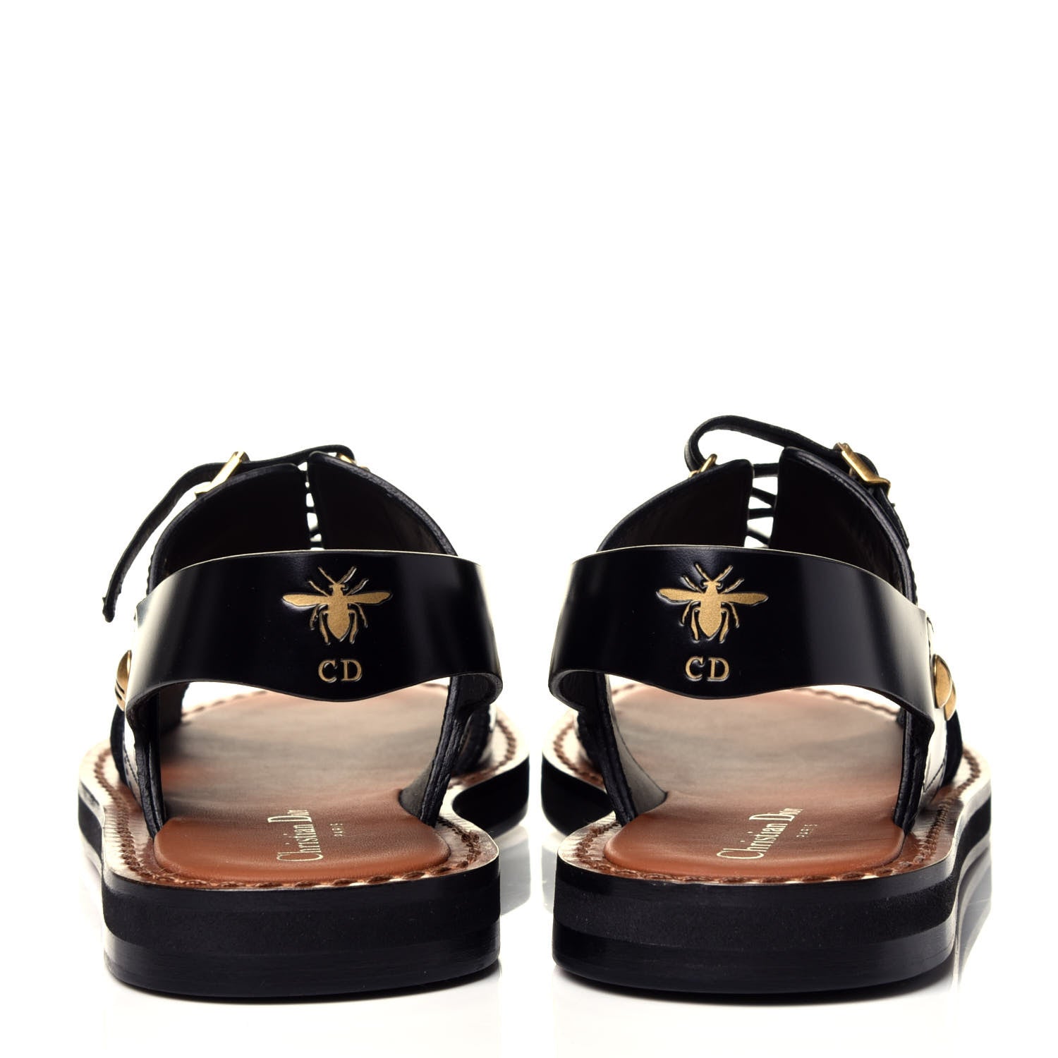 Christian Dior Calfskin D-Trap Flat Sandals 35.5 Black 5 of 12