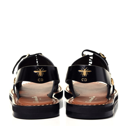 Christian Dior Calfskin D-Trap Flat Sandals 35.5 Black 5 of 12