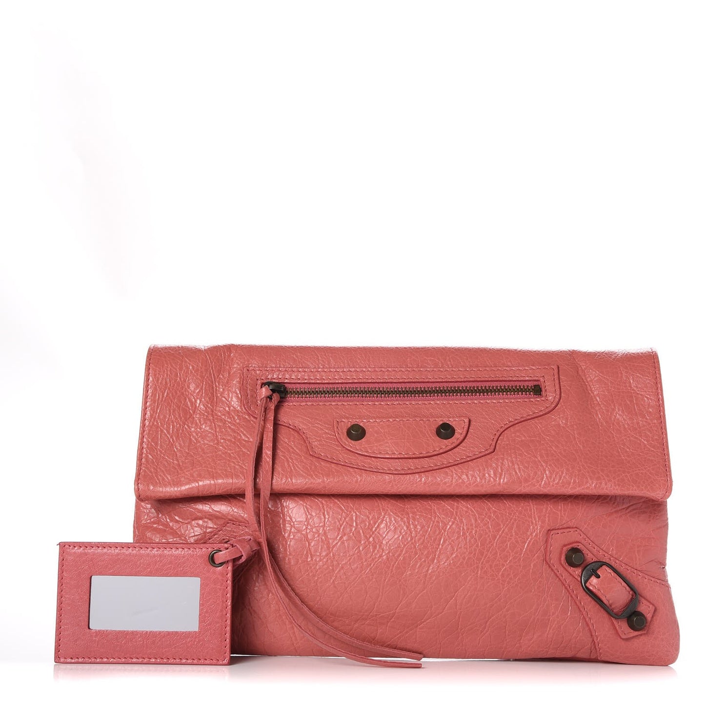 Agneau Classic Hardware Envelope Clutch Rose Bonbon