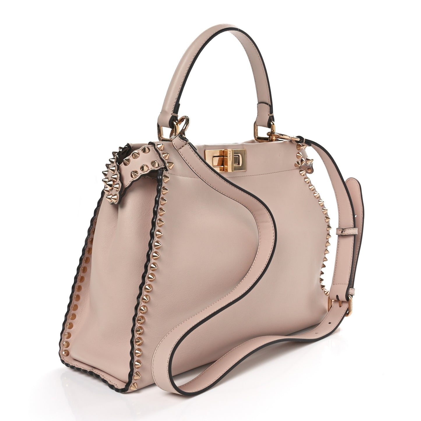 Vitello Seta Shiny Nappa Scalloped Studded Medium Peekaboo Iconic Satchel Soap