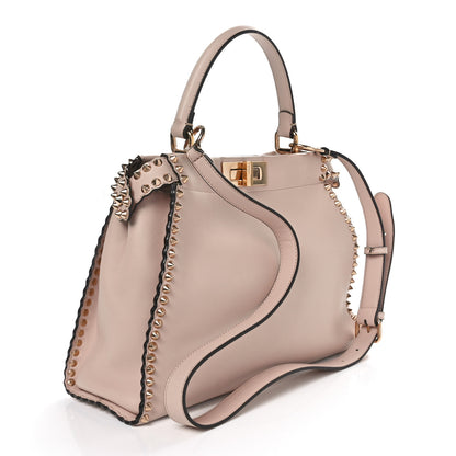 Fendi Vitello Seta Shiny Nappa Scalloped Studded Medium Peekaboo Iconic Satchel Soap 3 of 10