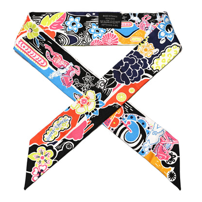 Hermes Silk Bingata Twilly Black Red Multicolor 1 of 4