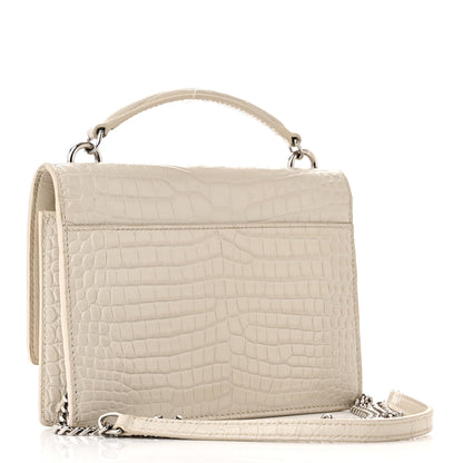 Saint Laurent Calfskin Crocodile Embossed Monogram Sunset Chain Wallet Blanc Vintage 3 of 10