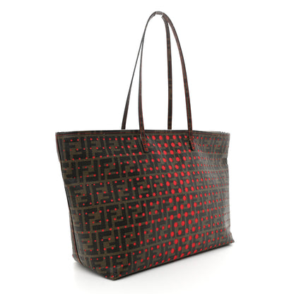 Fendi Zucca Spalmati Perforated Medium Roll Tote Tobacco Red 3 of 18