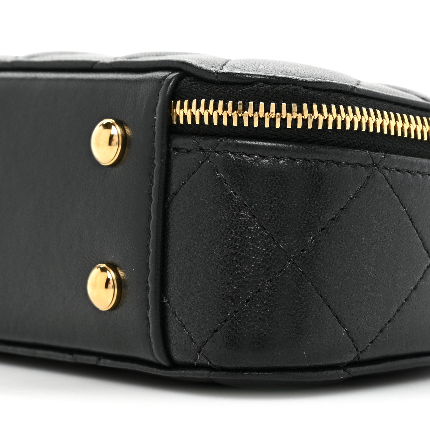 Lambskin Quilted Mini Chic Riviera Top Handle Vanity Case Black