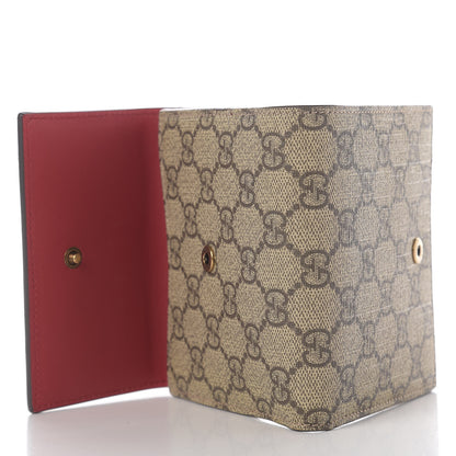 Gucci GG Supreme Monogram Cherry Embellished Card Case Wallet Hibiscus Red 9 of 12