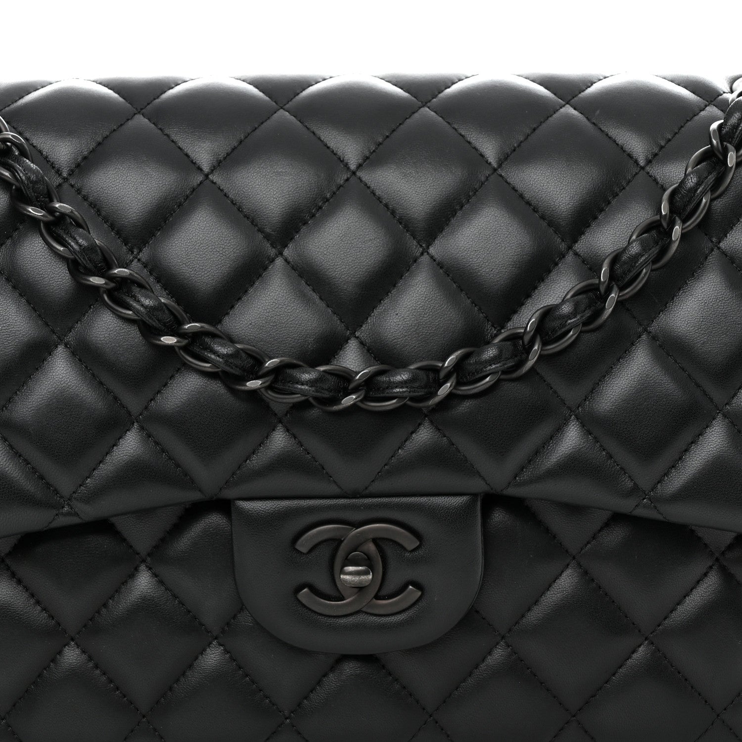 Chanel Lambskin Quilted Jumbo Double Flap So Black 9 of 11