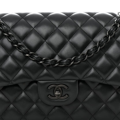 Chanel Lambskin Quilted Jumbo Double Flap So Black 9 of 11
