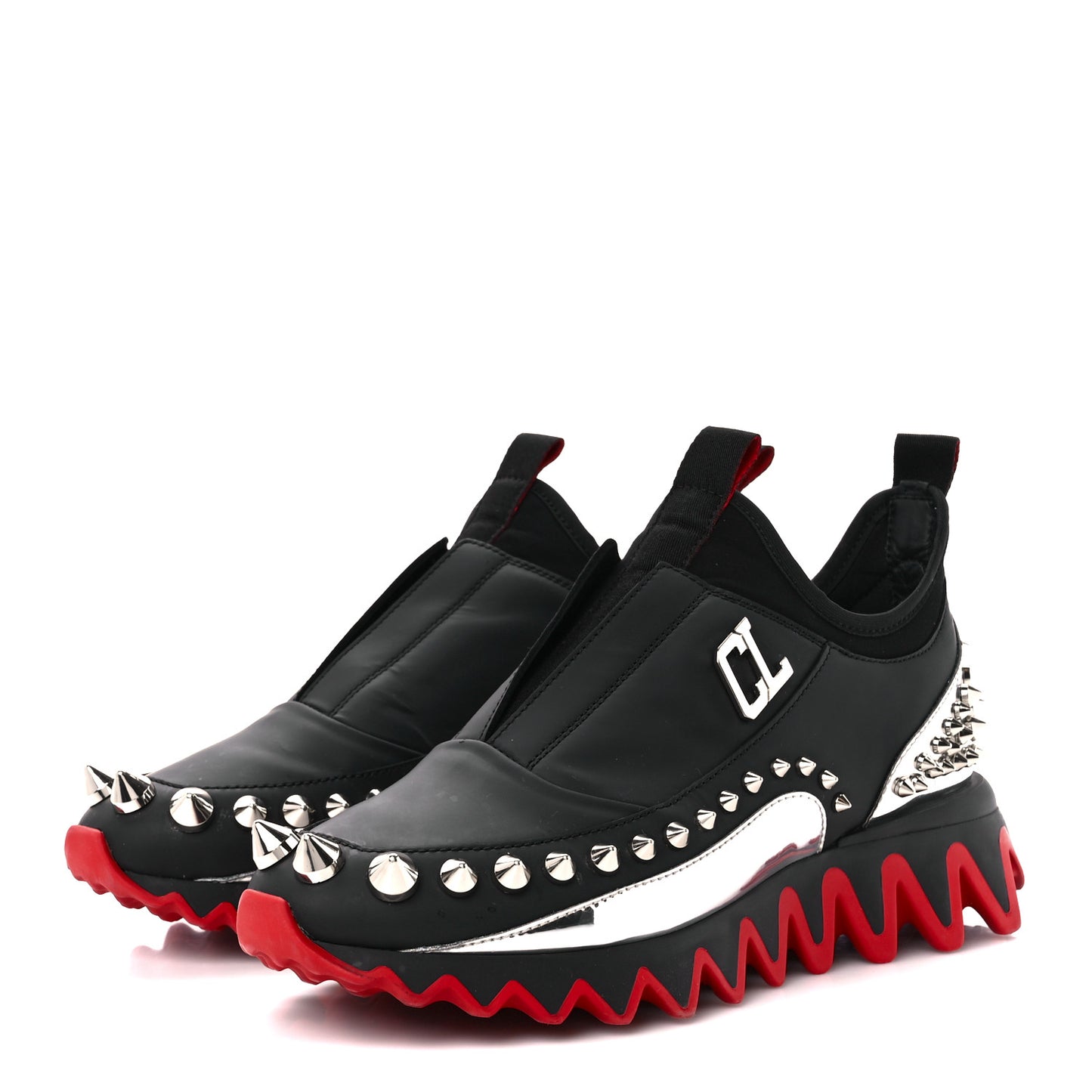 X Marvel Khonshu Calfskin Gommato Loubishark Mens Sneakers 37.5 Black Silver