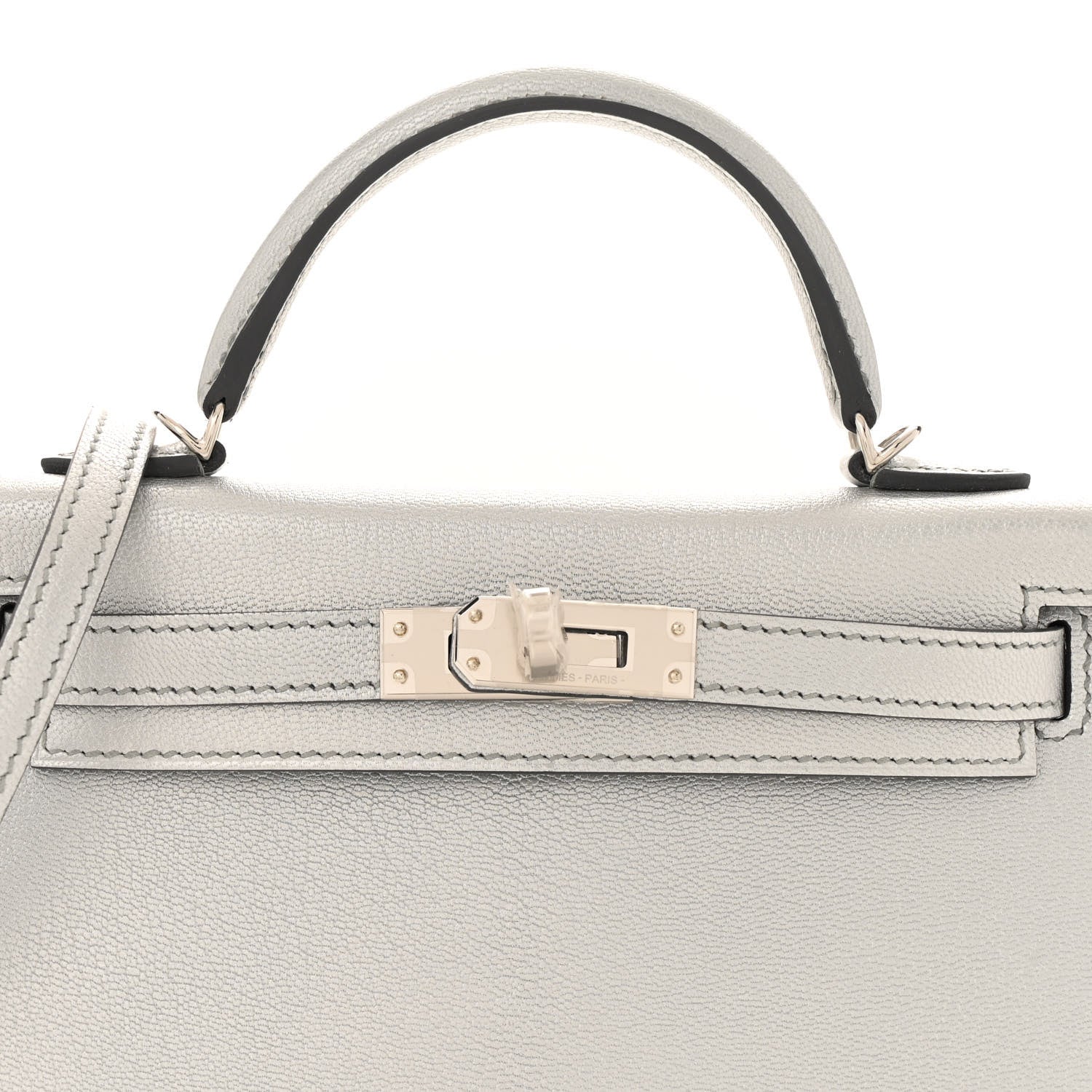 Hermes Metallic Chevre Chamkilight Mini Kelly Sellier 20 Argent 8 of 10