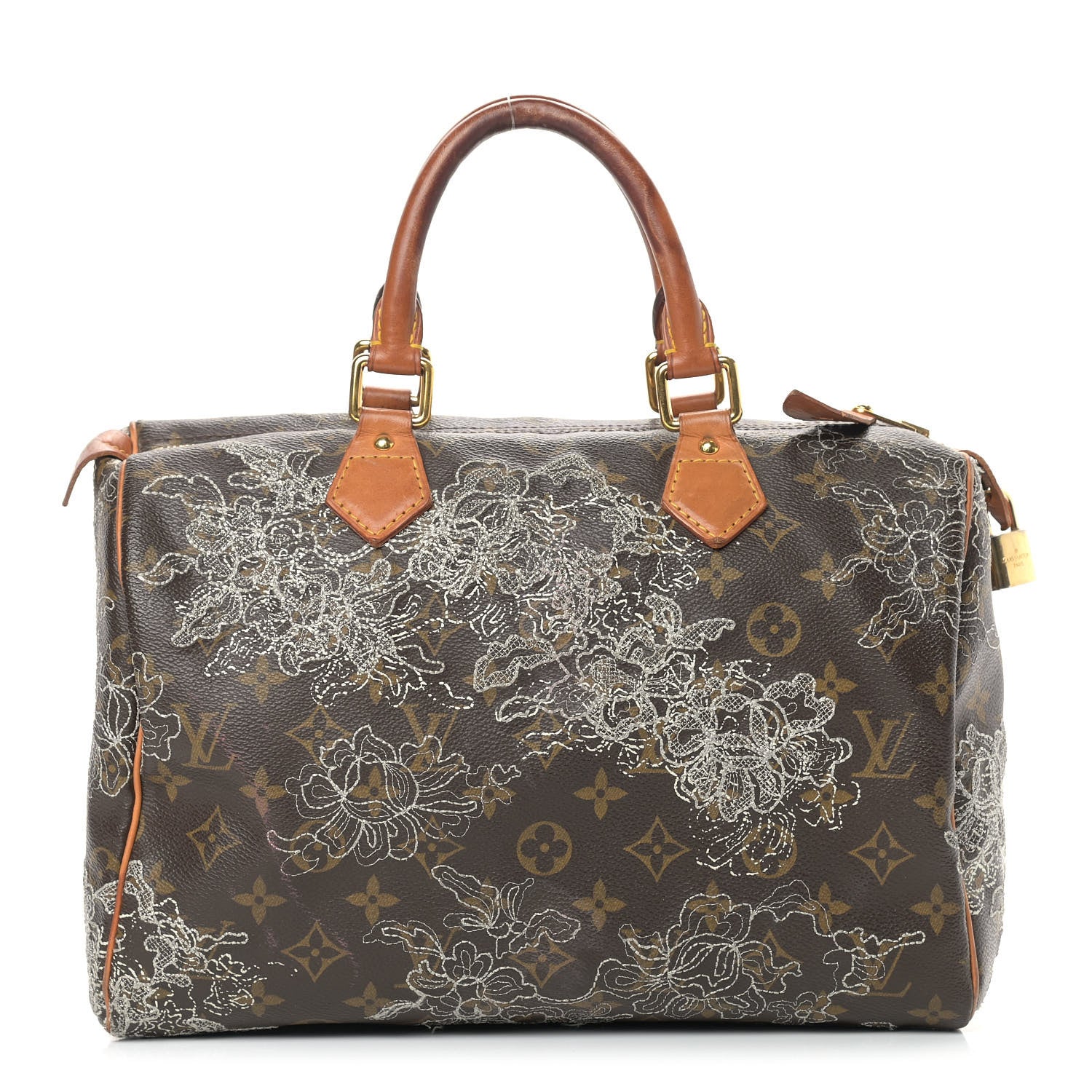 Louis Vuitton Monogram Dentelle Speedy 30 Silver 1 of 19