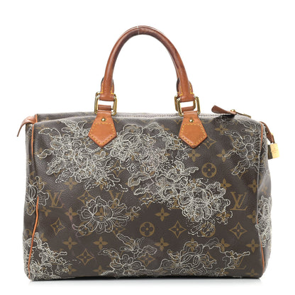 Louis Vuitton Monogram Dentelle Speedy 30 Silver 1 of 19