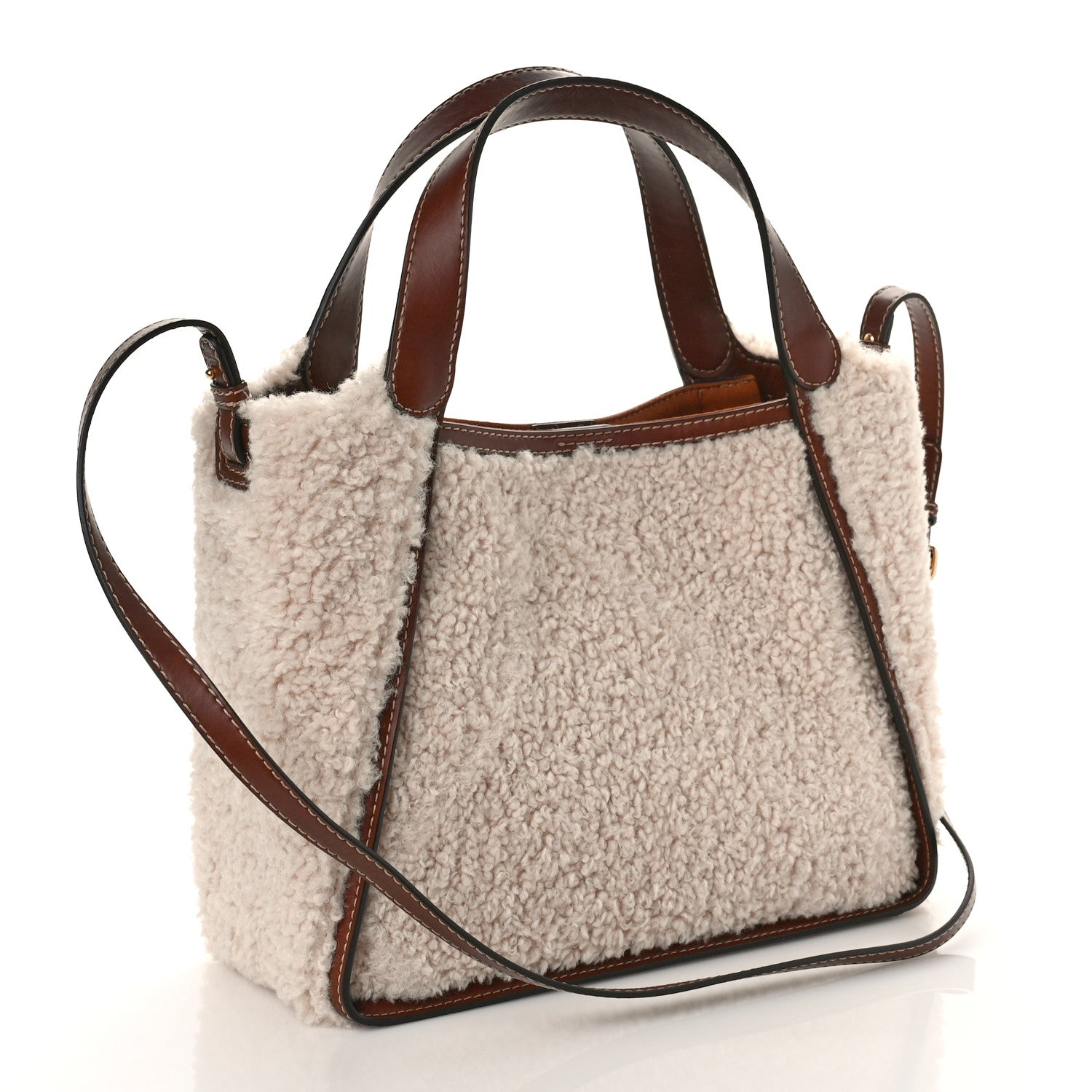 Stella McCartney Mat Eco Alter Nappa Alter Shearling Tote Oat 4 of 9