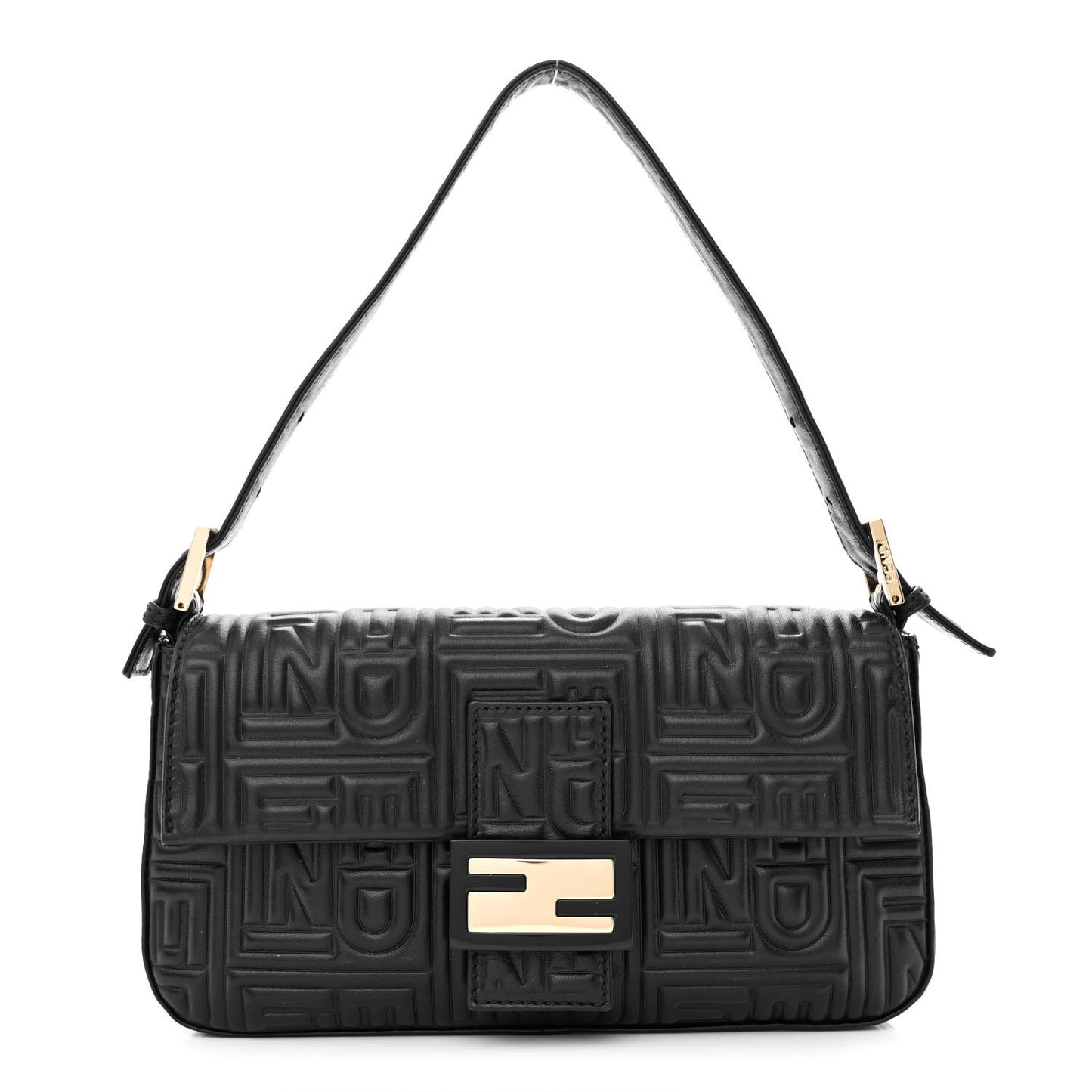 Nappa Logo Embossed Baguette Black