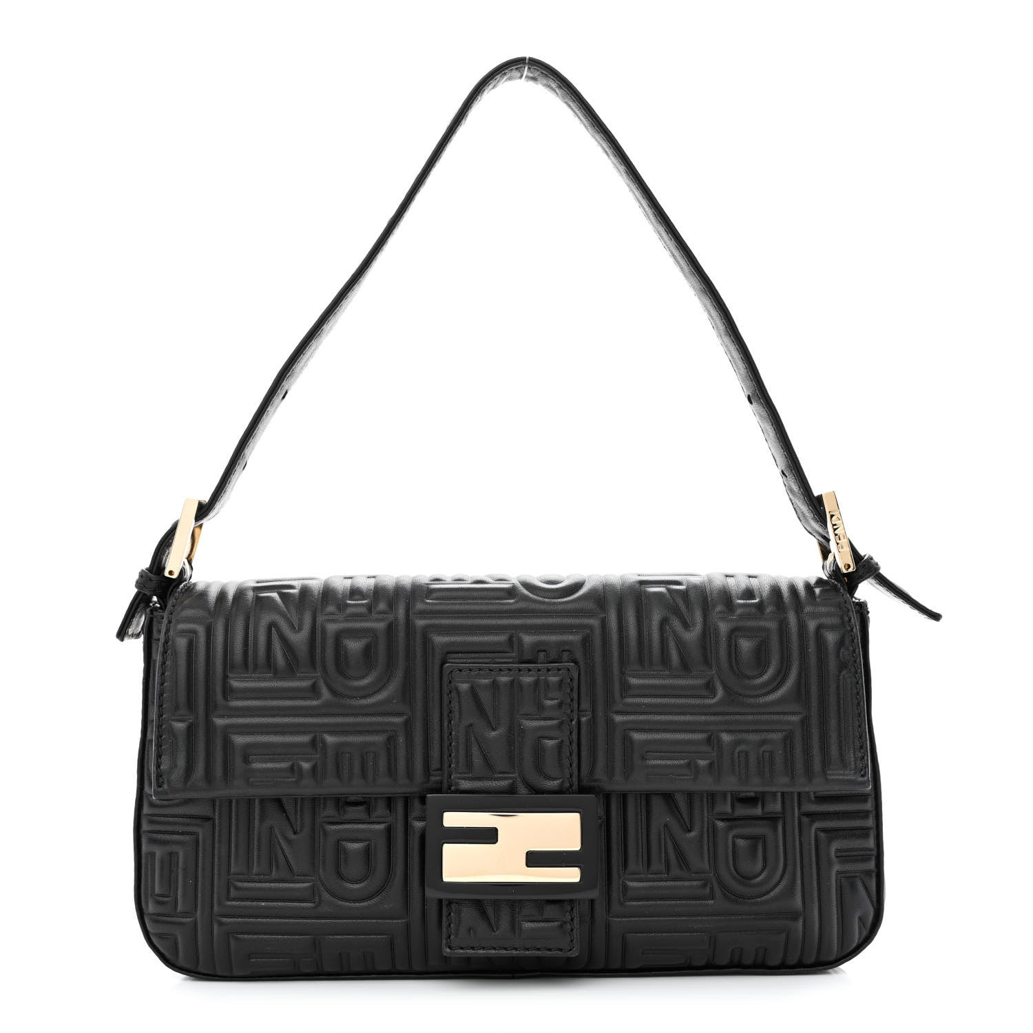 Fendi Nappa Logo Embossed Baguette Black 1 of 10