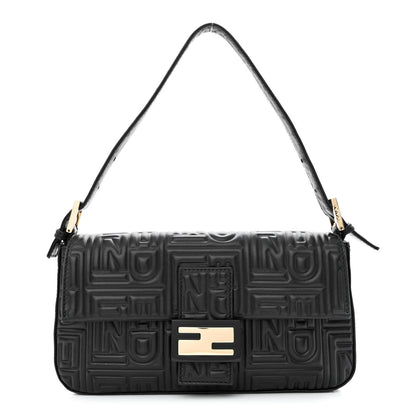 Fendi Nappa Logo Embossed Baguette Black 1 of 10