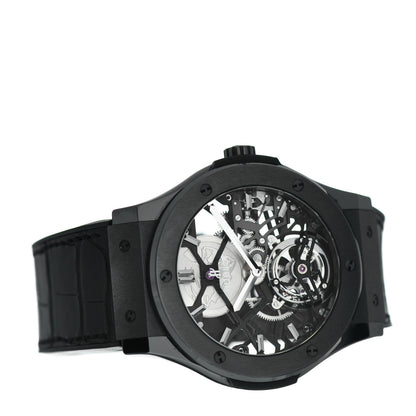 Hublot Ceramic Alligator 45mm Classic Fusion Skeleton Tourbillon Manual Winding Watch Black 505.CM.0140.LR 2 of 4