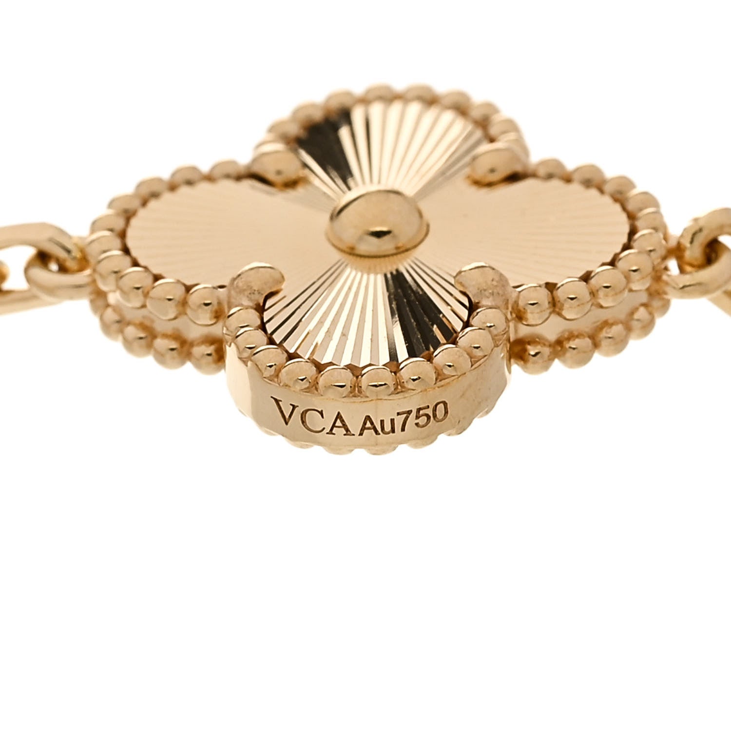 Van Cleef & Arpels 18K Yellow Gold Diamond 5 Motifs Guilloche Vintage Alhambra Bracelet 3 of 5