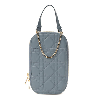 Christian Dior Lambskin Cannage Lady Dior Phone Holder Cloud Blue 1 of 9