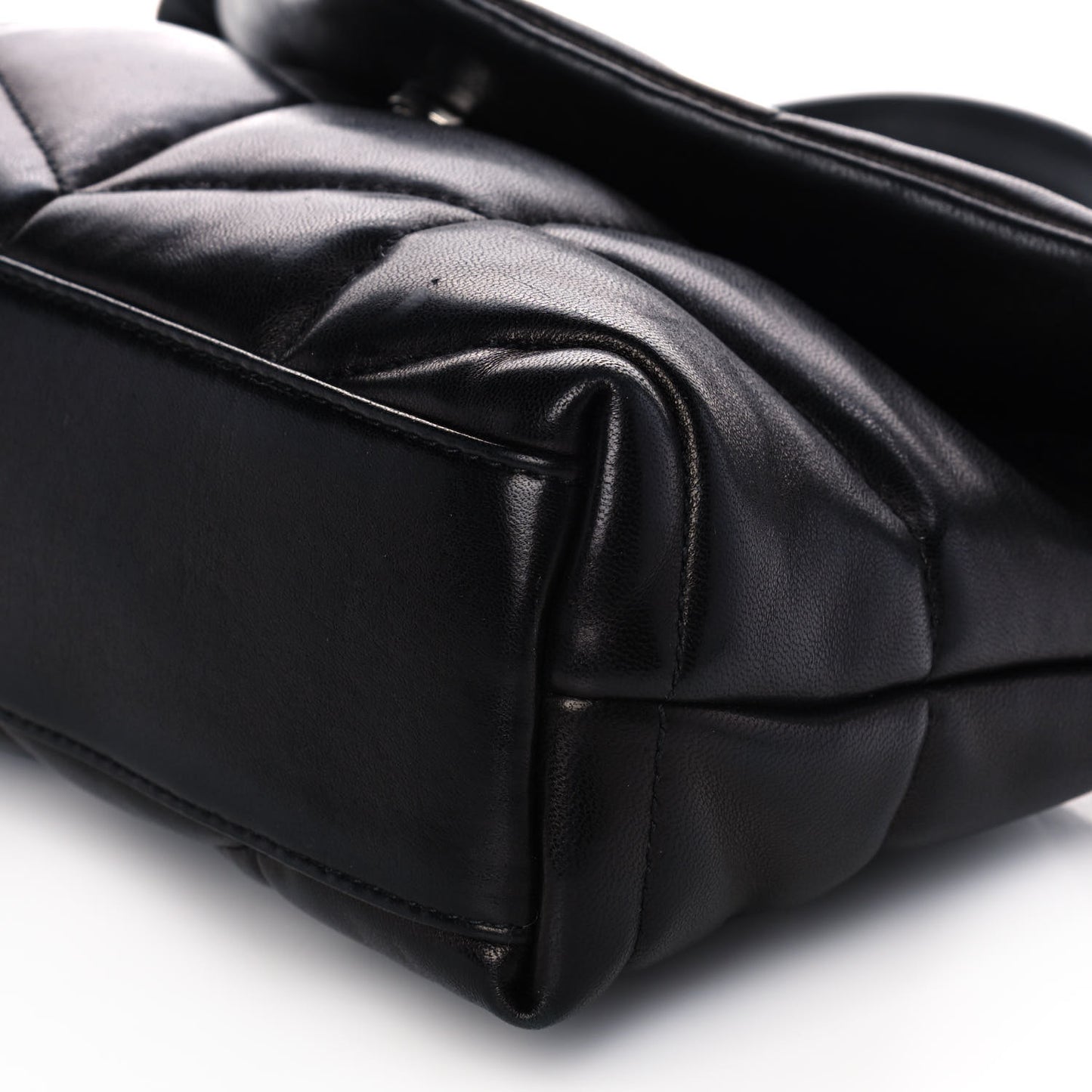 Lambskin Quilted Toy Loulou Puffer Monogram Chain Satchel Black