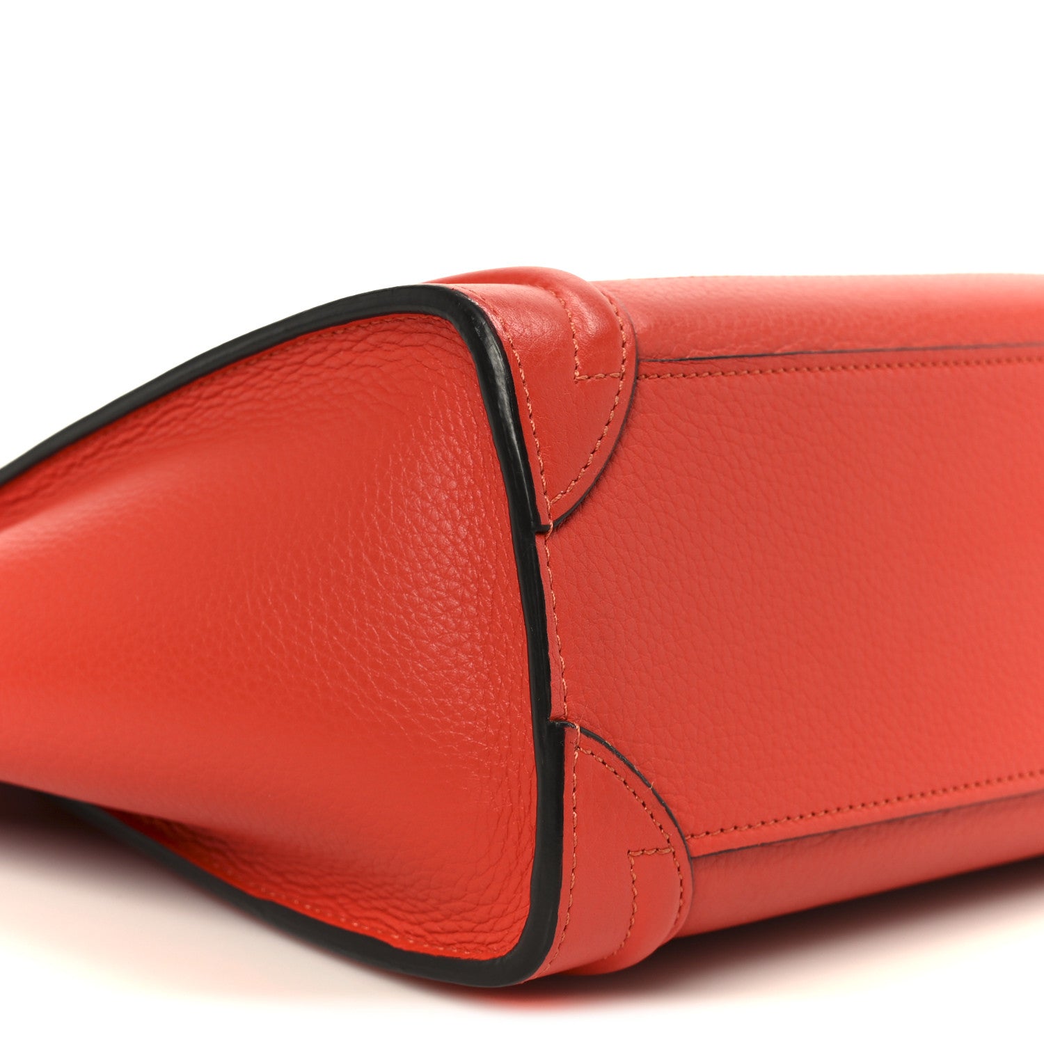 Celine Drummed Calfskin Nano Luggage Vermillion 9 of 11