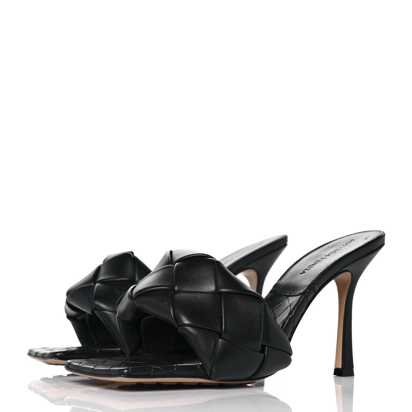 Nappa Maxi Intrecciato Lido Mule Sandals 40.5 Black