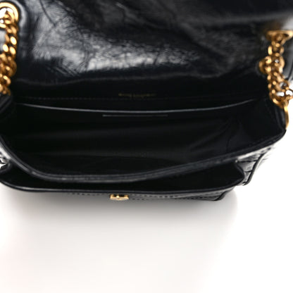Saint Laurent Crinkled Calfskin Matelasse Monogram Baby Niki Chain Satchel Black 5 of 9