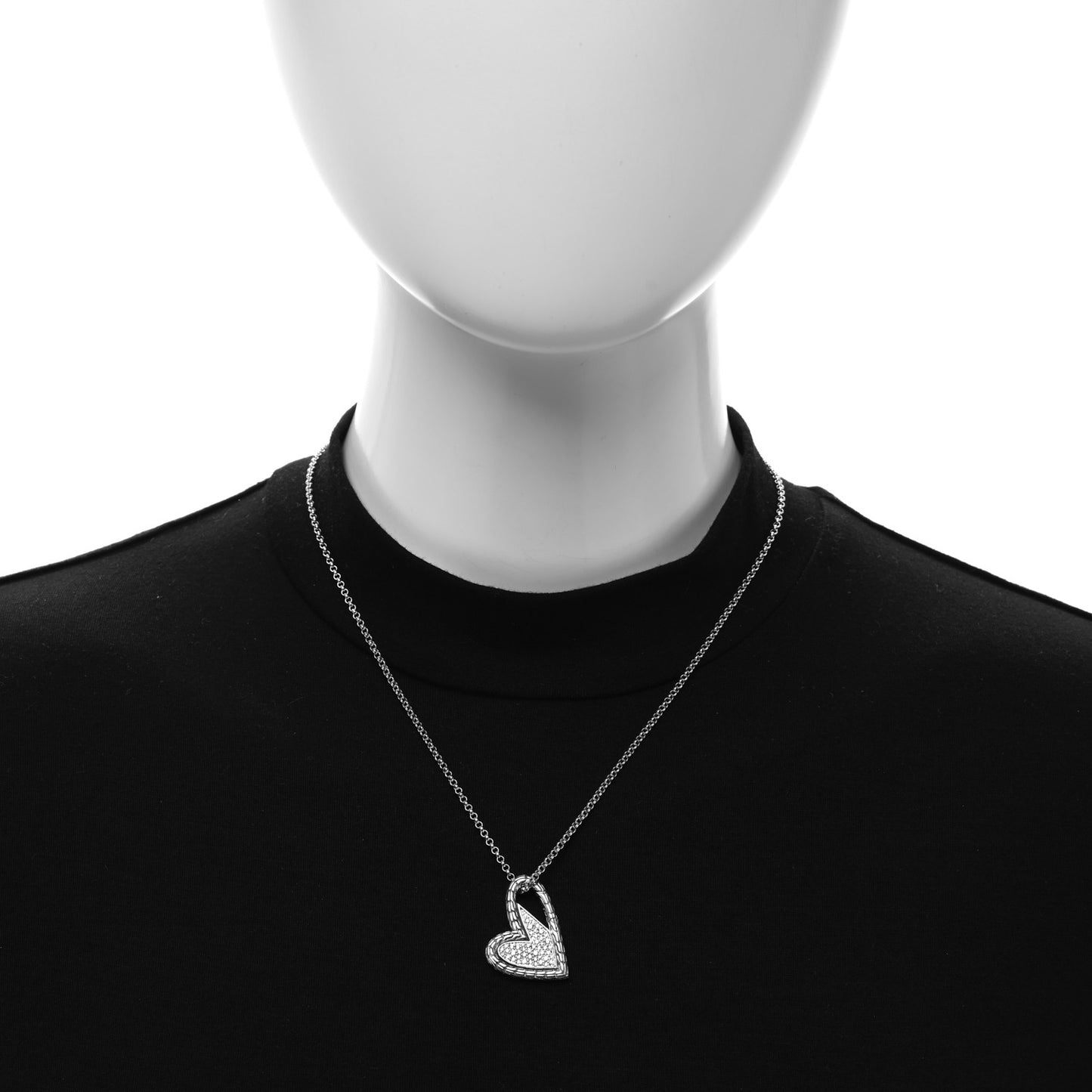 Sterling Silver Diamond Manah Heart Pendant Necklace