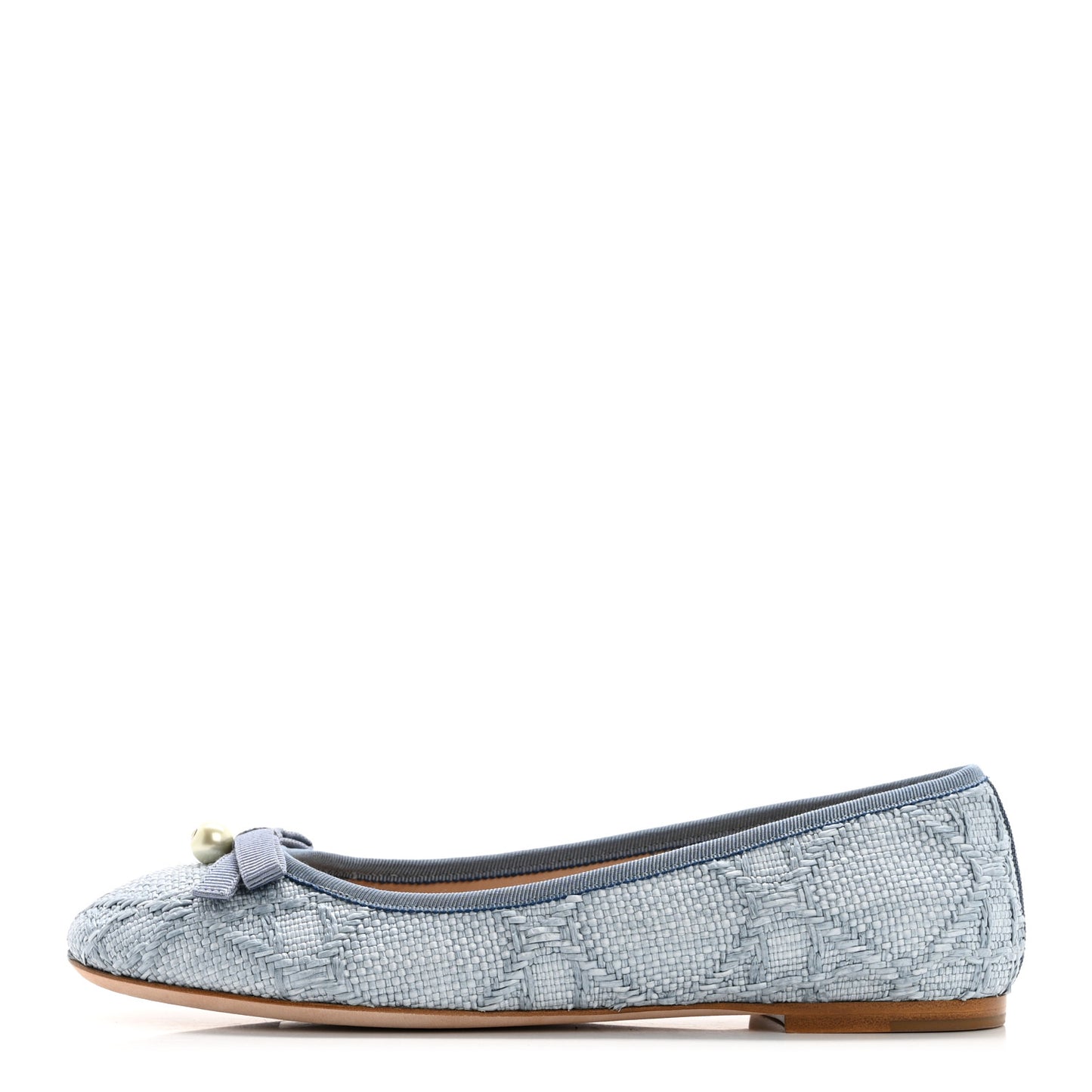 Raffia Cannage Ballet Flat 38 Bleu Pastel