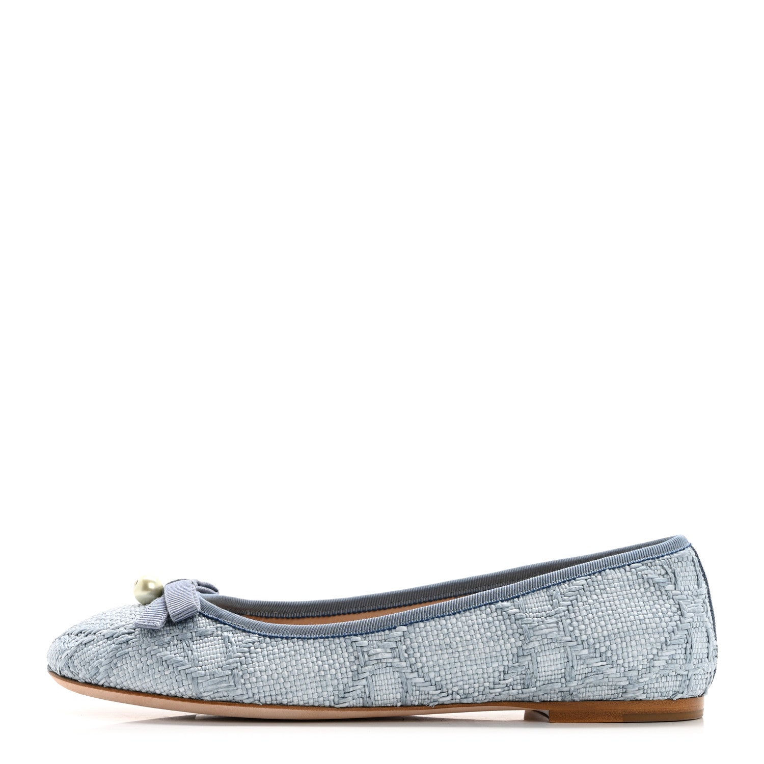 Christian Dior Raffia Cannage Ballet Flat 38 Bleu Pastel 1 of 9
