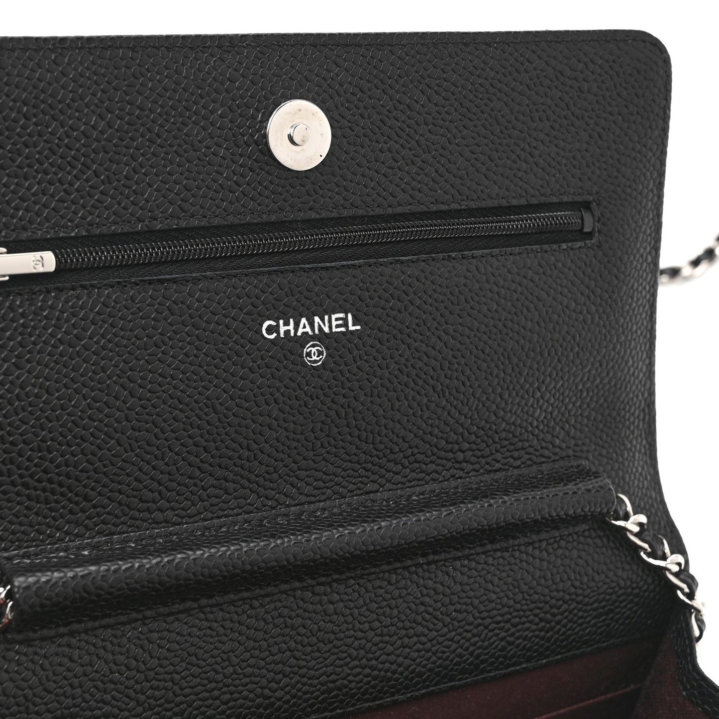 Caviar Quilted Wallet on Chain WOC Black