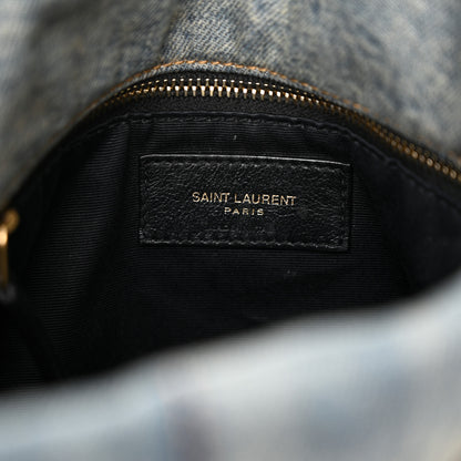 Saint Laurent Denim Quilted Small Loulou Puffer Monogram Chain Satchel Blue Cinnamon 6 of 13