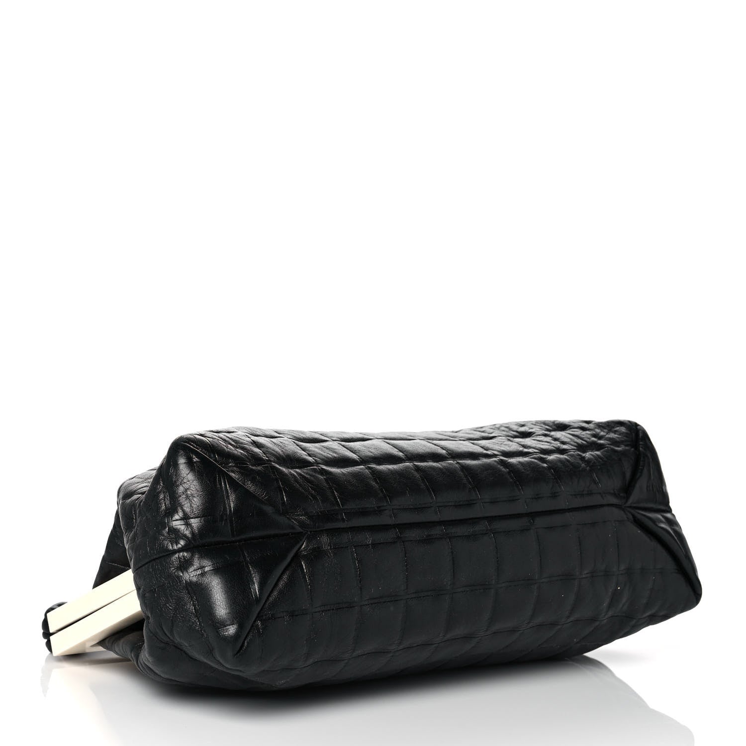 Chanel Lambskin Chocolate Bar Quilted Frame Shoulder Bag Black 3 of 10