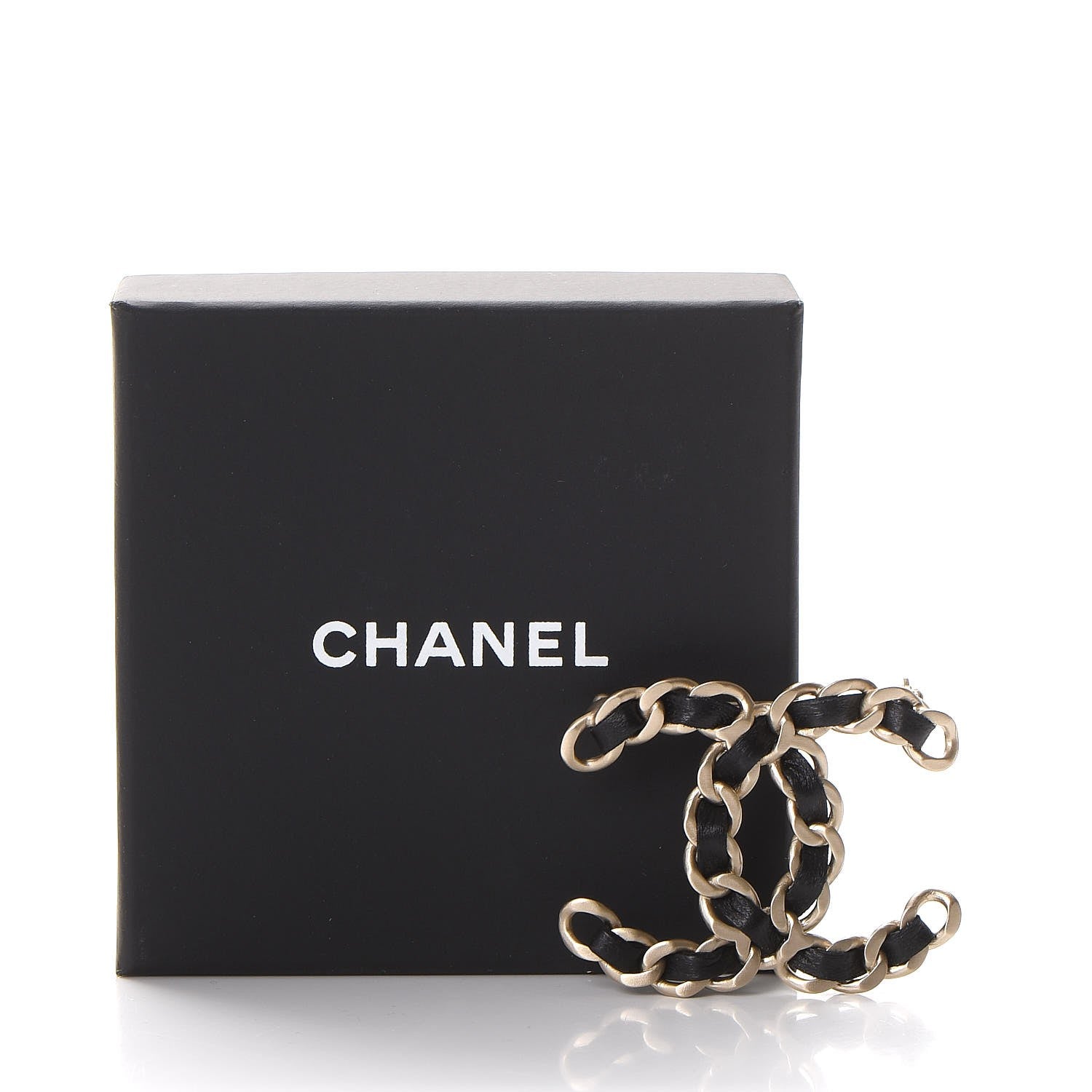 Chanel Lambskin Chain CC Brooch Black Gold 5 of 5
