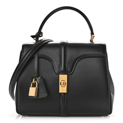 Celine Satinated Calfskin Small 16 Top Handle Bag Black 1 of 10