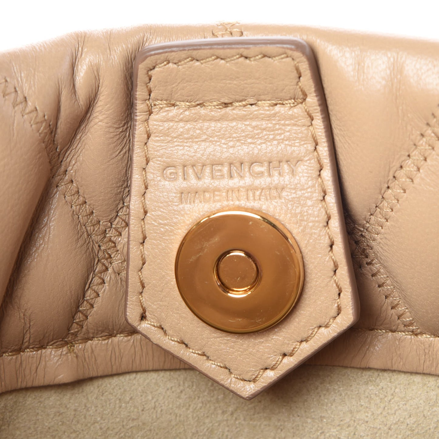 Lambskin Quilted Mini GV Bucket Bag Beige Camel