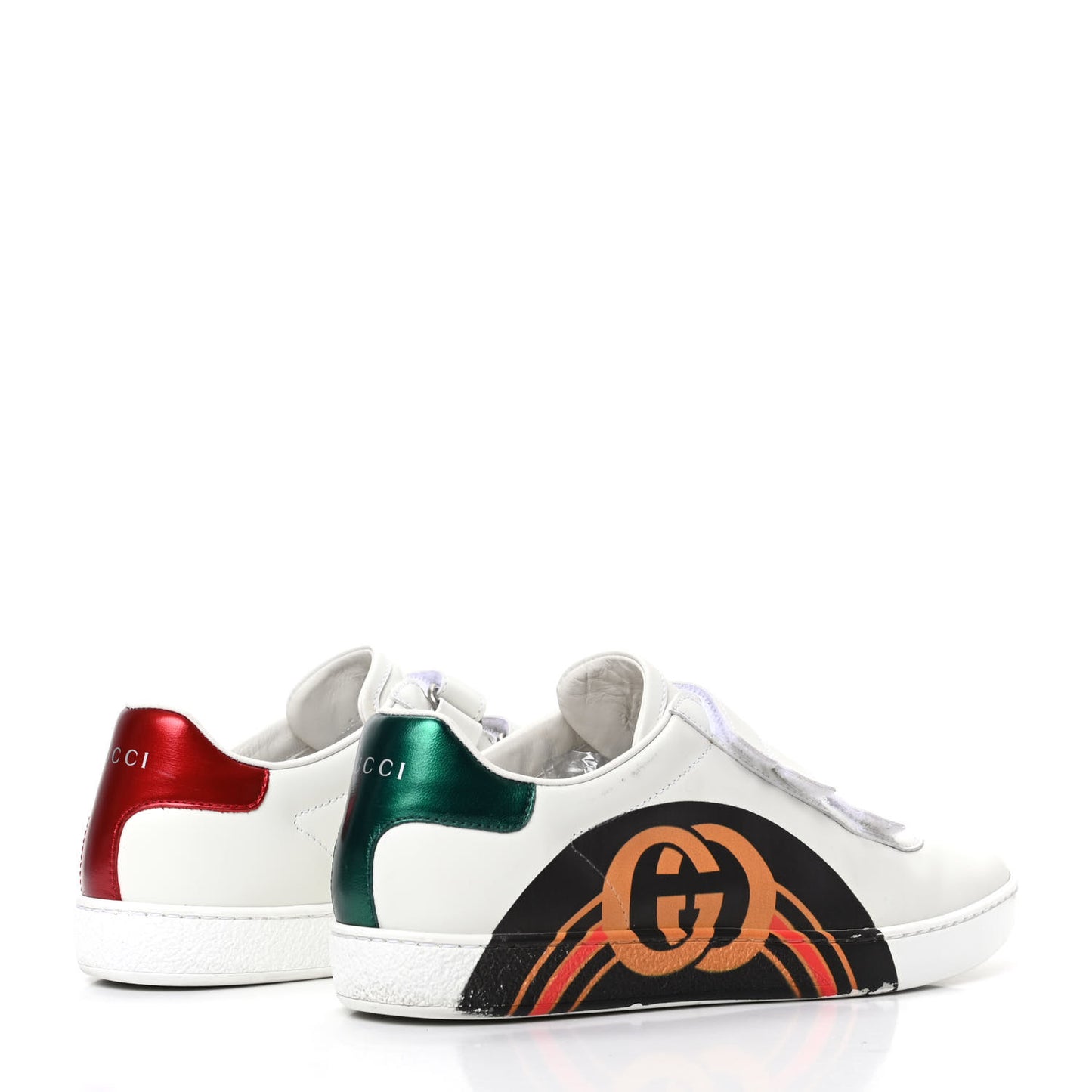 Miro Soft Calfskin Interlocking G Womens New Ace Sneakers 38 White Red Flame Green