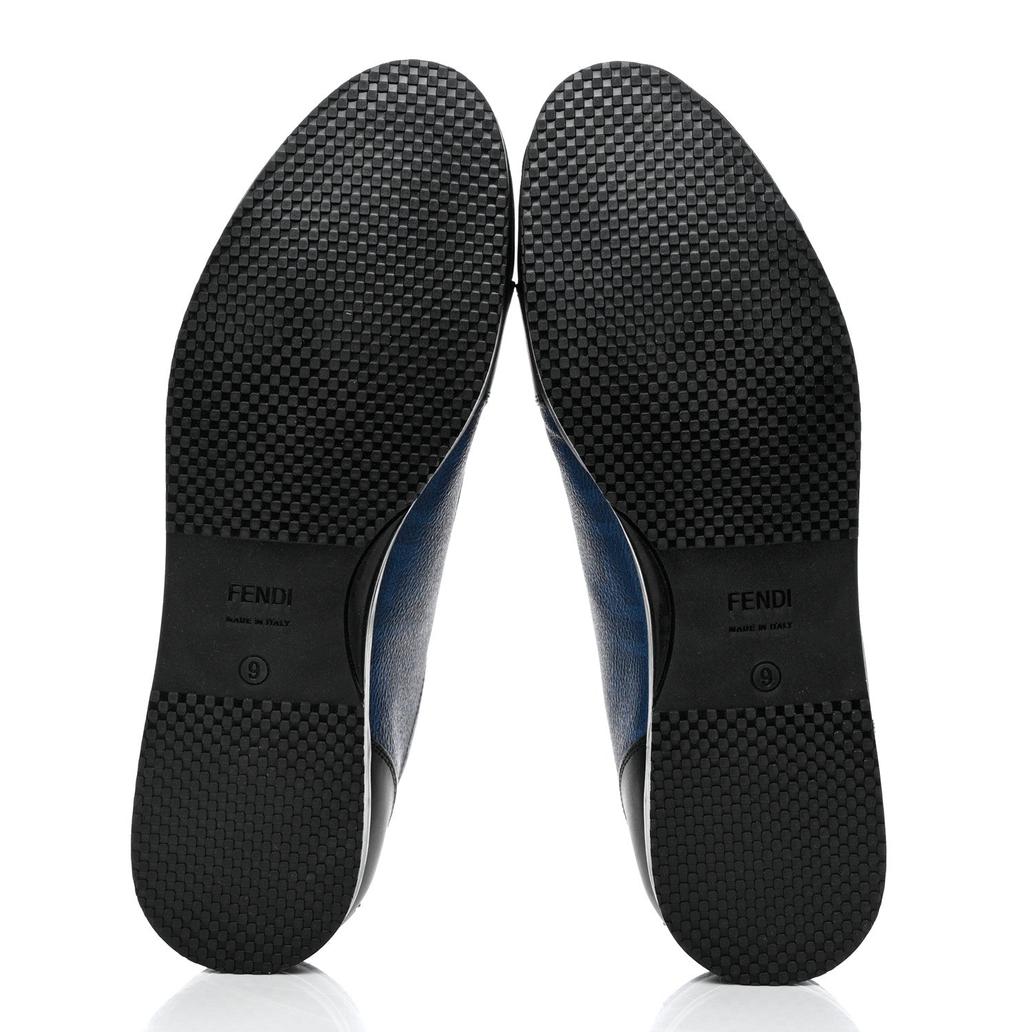 Fendi Vitello FF Fabric Mens Low Top Sneakers 9 Cobalt Black 5 of 8