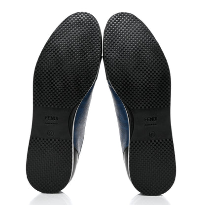 Fendi Vitello FF Fabric Mens Low Top Sneakers 9 Cobalt Black 5 of 8