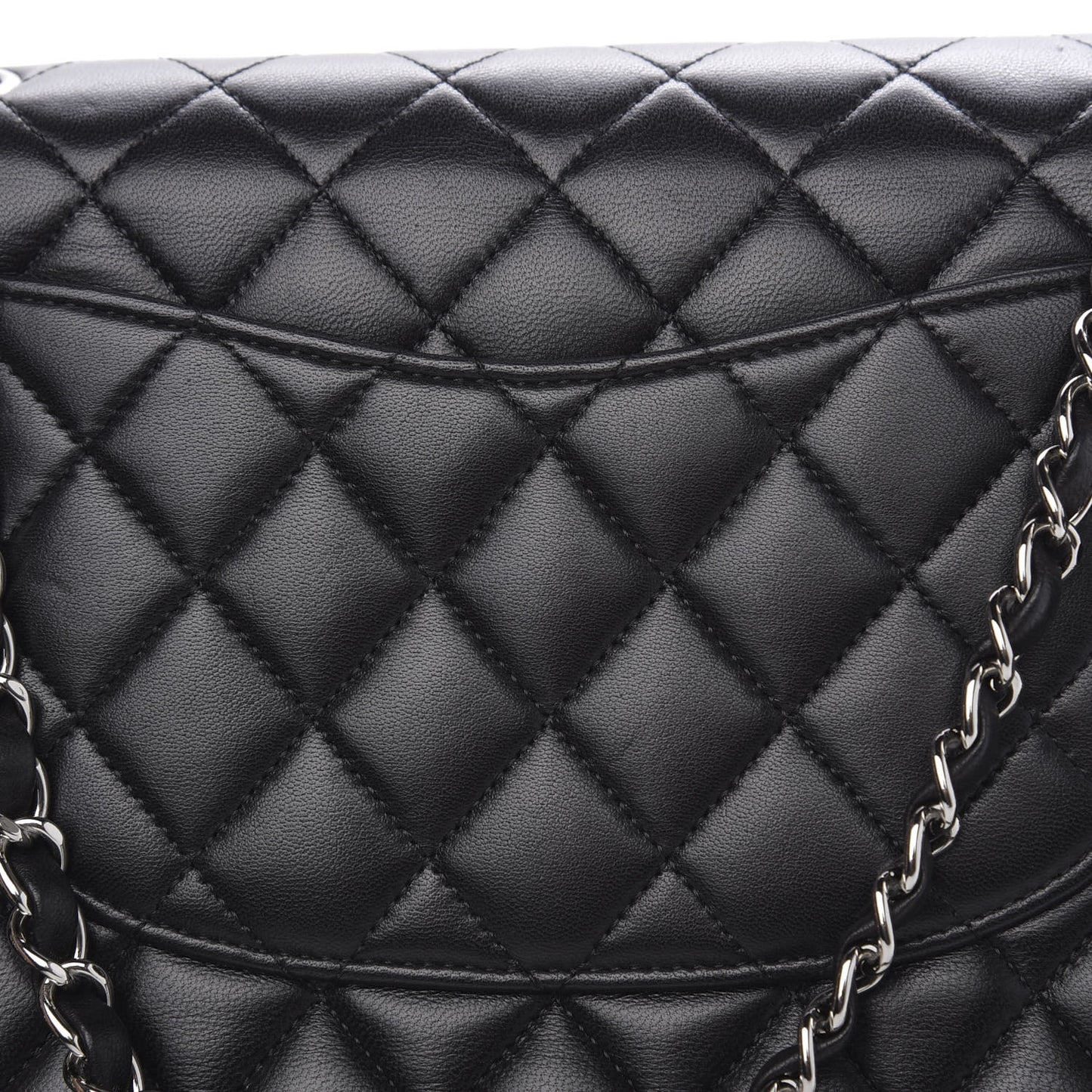 Lambskin Quilted Medium Double Flap Black