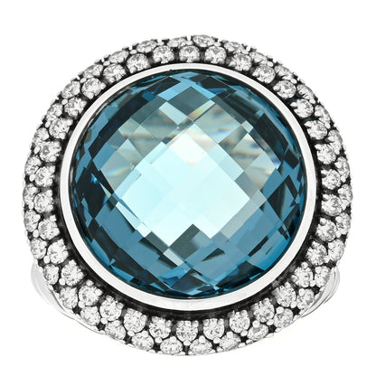 David Yurman Sterling Silver Diamond 18mm Blue Topaz Cerise Ring 54 7 2 of 4