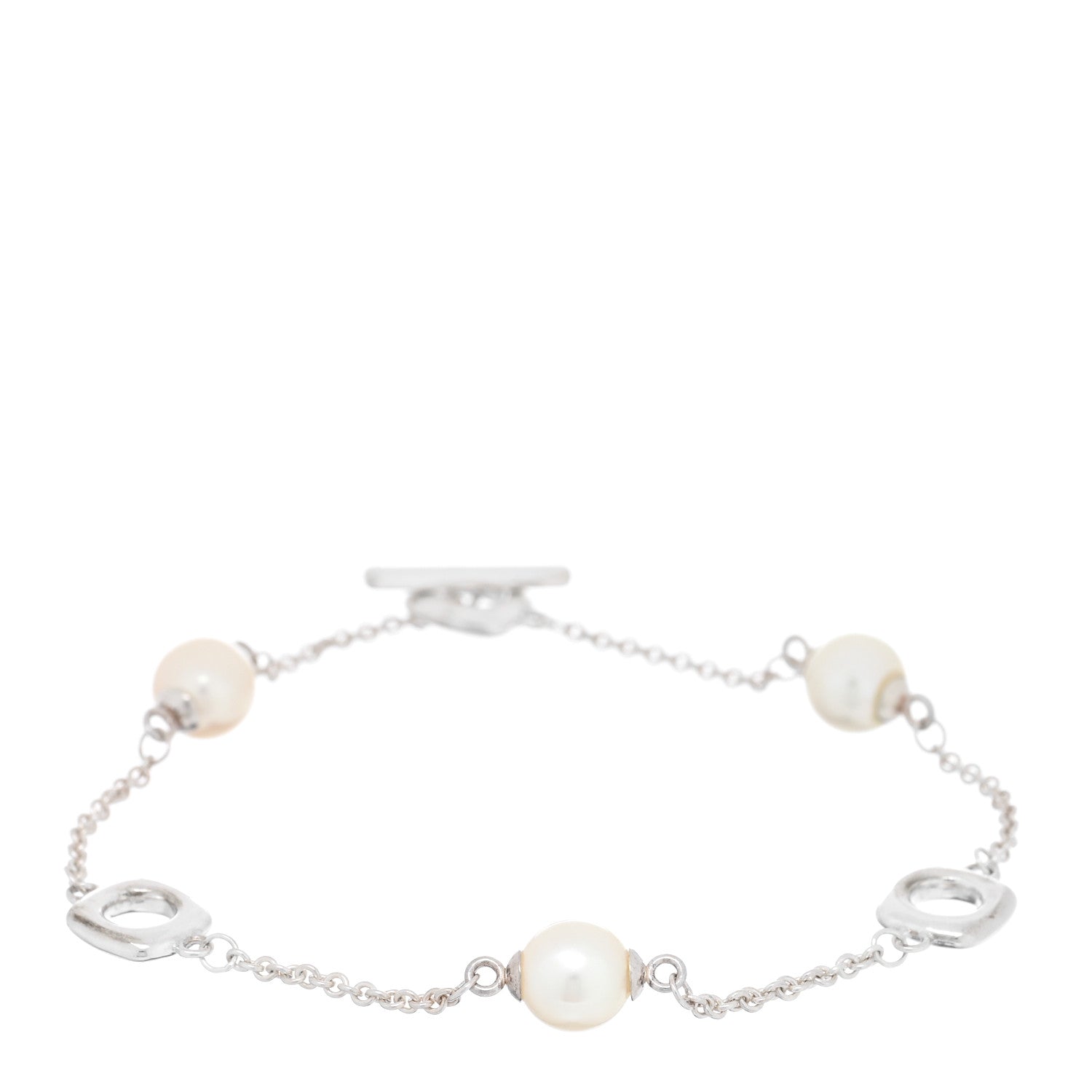 Tiffany Sterling Silver Pearl Elsa Peretti Cushion Bracelet 1 of 3