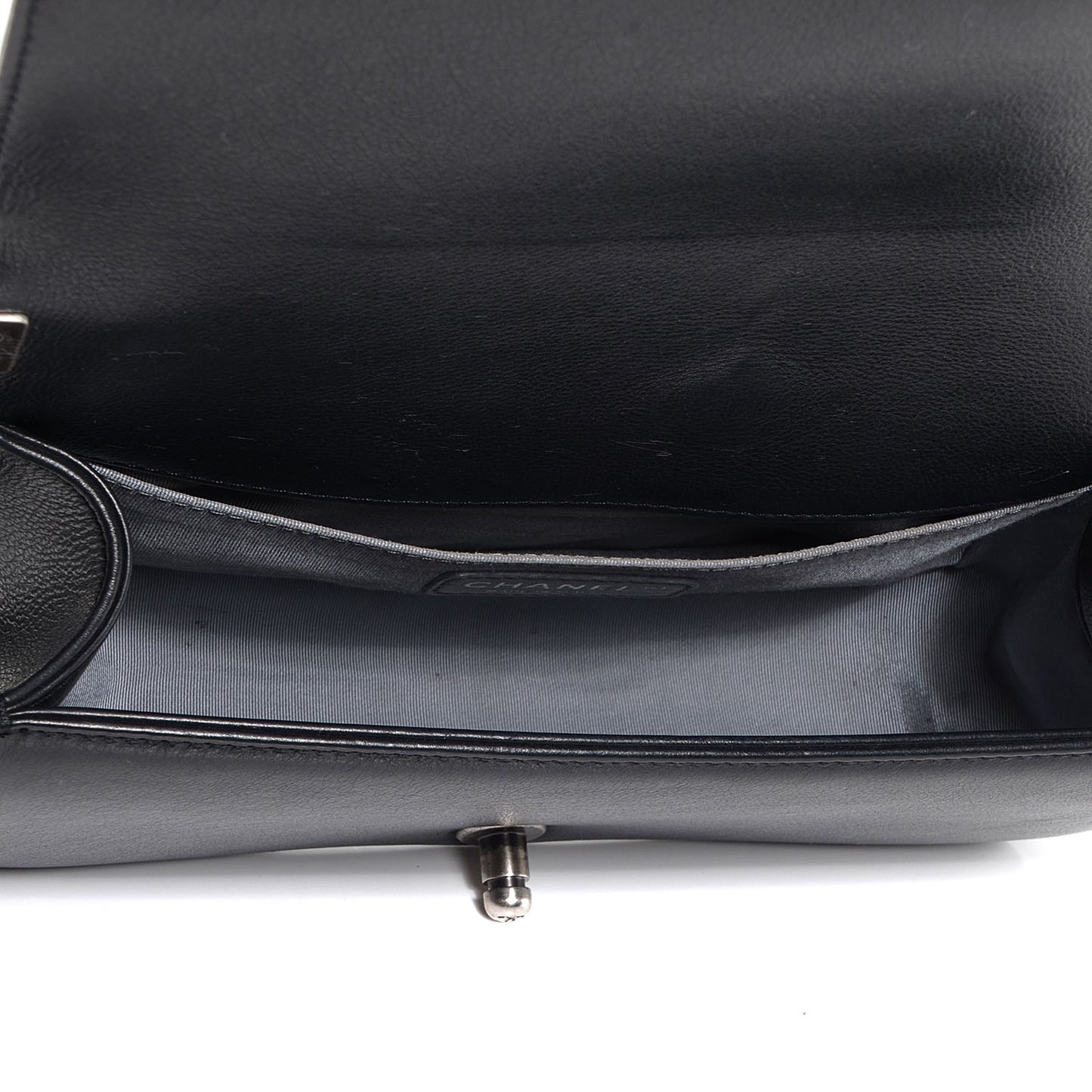 Metallic Calfskin Quilted Medium Boy Flap Black