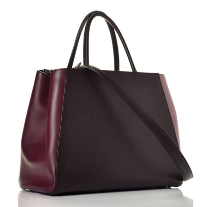 Fendi Vitello Elite Colorblock Regular 2Jours Tote Caffe Noir Bordeaux Glicine 4 of 11