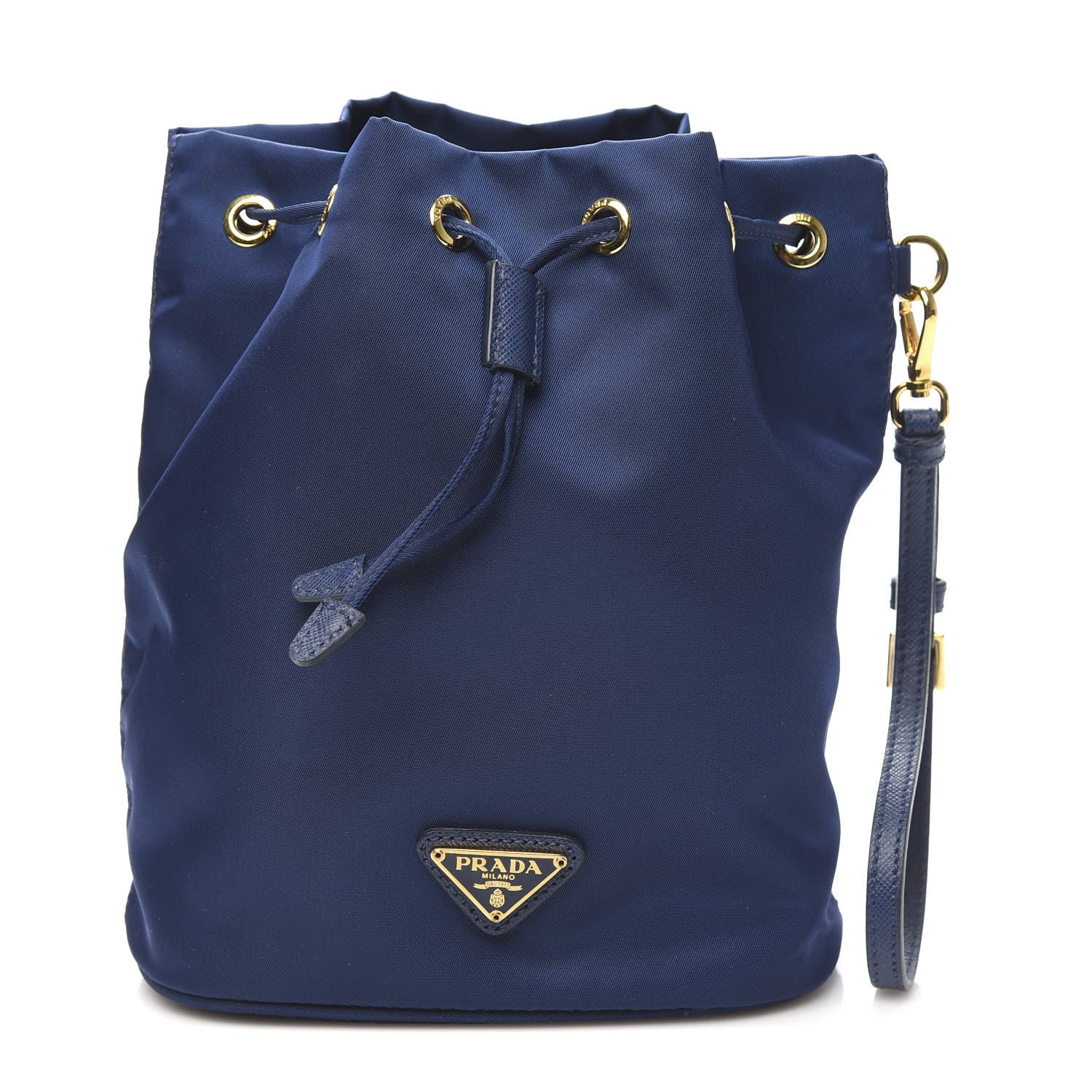 Prada Saffiano Tessuto Nylon Bucket Wristlet Royal 1 of 11