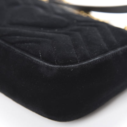 Gucci Velvet Matelasse Mini GG Marmont Shoulder Bag Black 10 of 20