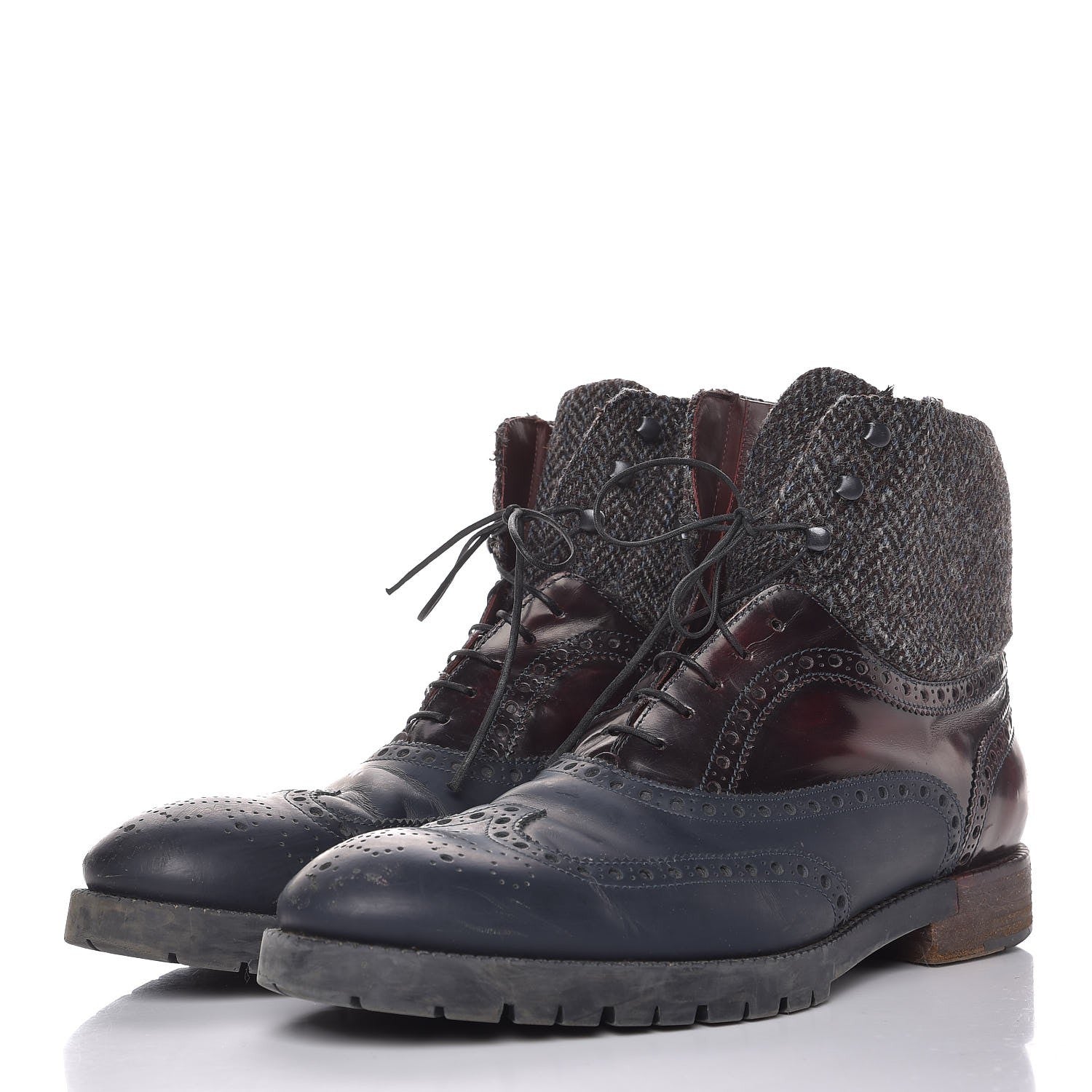 Louis Vuitton Mens Calfskin Tweed Oxford Lace Up Boots 9.5 Grey Brown 3 of 15