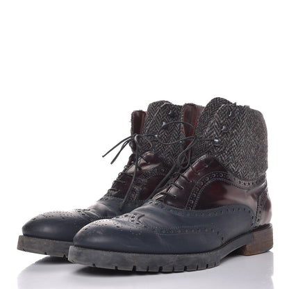 Louis Vuitton Mens Calfskin Tweed Oxford Lace Up Boots 9.5 Grey Brown 3 of 15