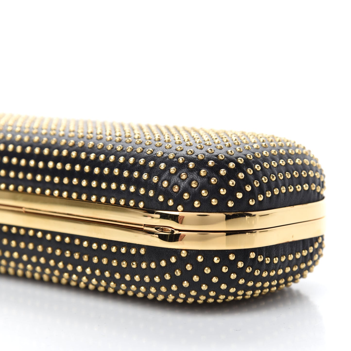 Suede Studded Skull Knuckle Box Clutch Black