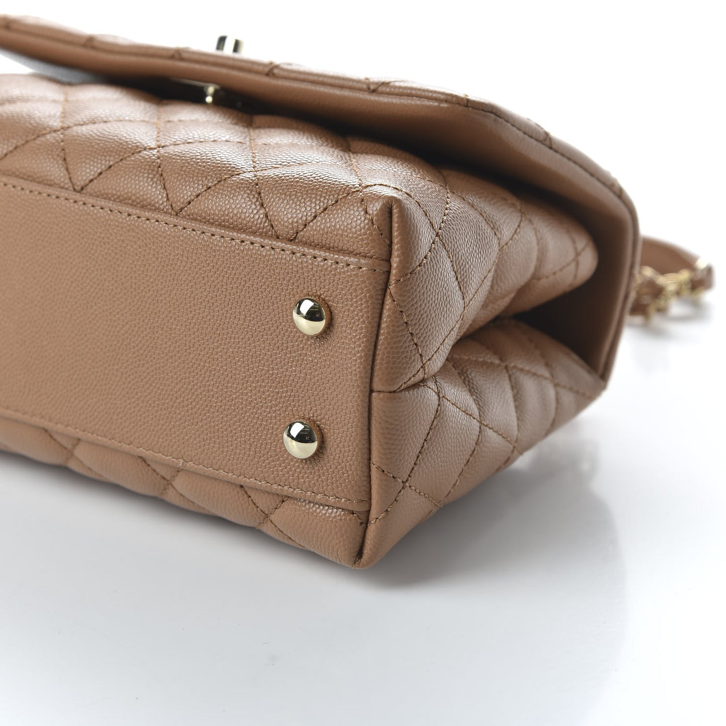Caviar Quilted Mini Coco Handle Flap Brown